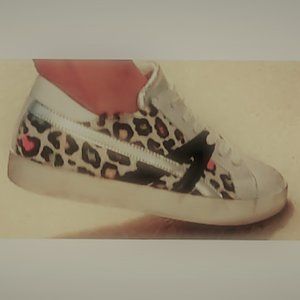 Dylan Skye Distressed Animal Print Leopard Italian Sneakers 36